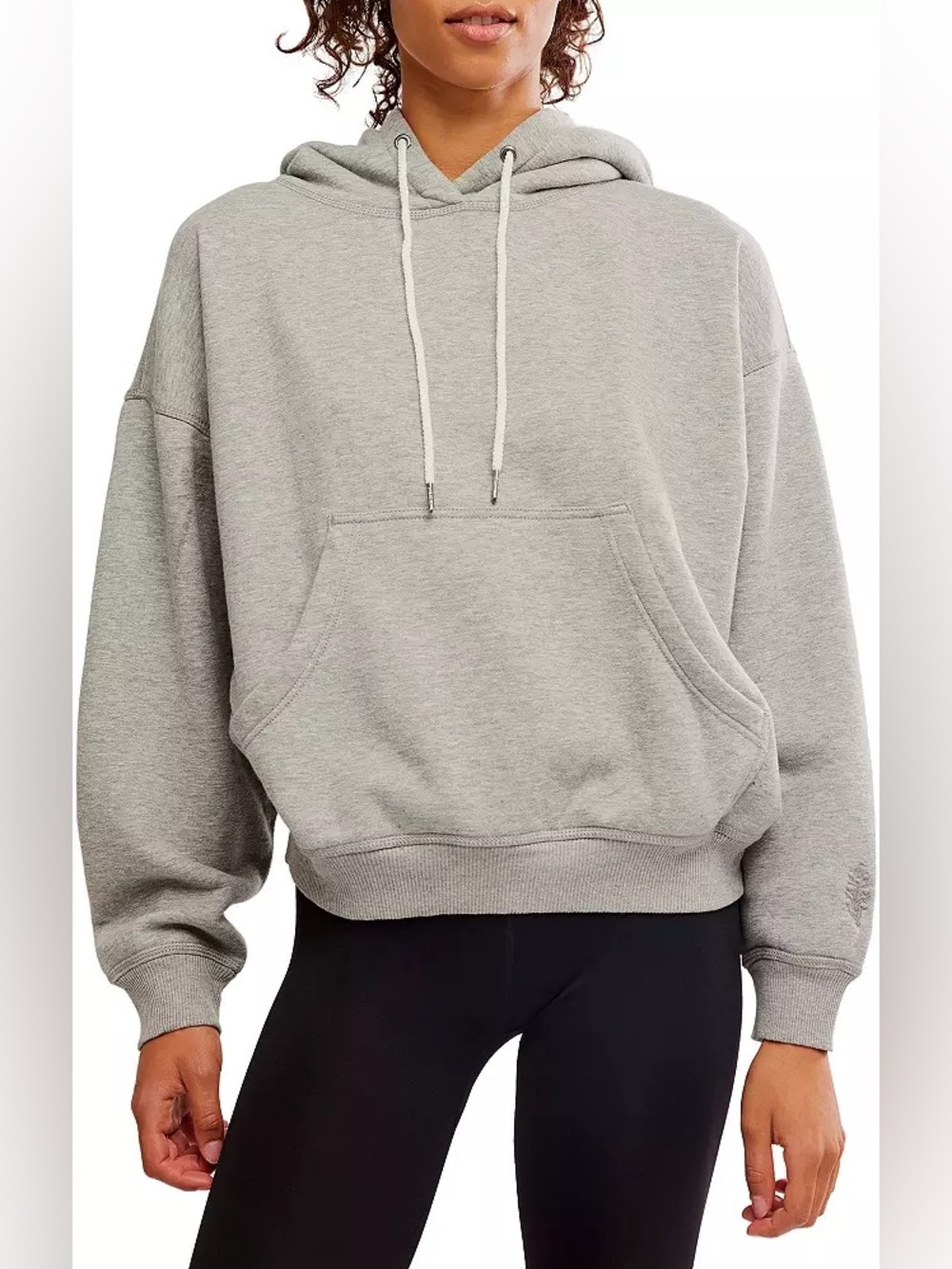 NWT Free People/ Free People Movement Embroidered Final Call Logo Hoodie/ Grey